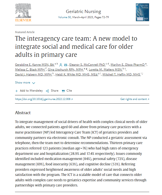 The Interagency Care Team: A New Model to Integrate Social and Medical Care for Older Adults in Primary Care